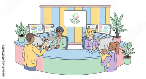 Reception Desk with Friendly Female Staff.