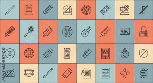 Collection of Various Office and Business Icons.