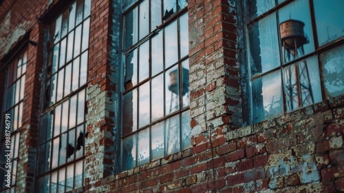 Documentary photo of dusty warehouse window red brick building Canon EOS R5 85mm f56