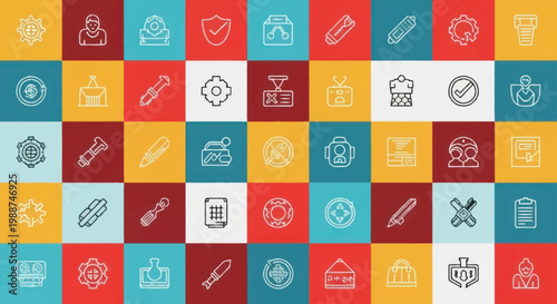 Collection of Flat Design Icons Representing Business Concepts.