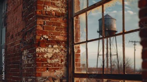 Documentary photo of dusty warehouse window red brick building Canon EOS R5 85mm f56