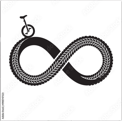 Unicycle tire track forms infinity symbol