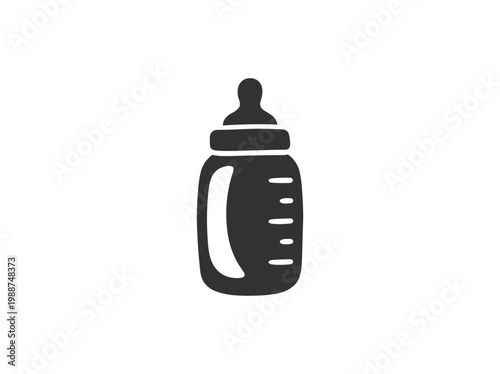 Baby bottle icon: minimalist hand-drawn feeding bottle symbol for nursery care and mobile UI