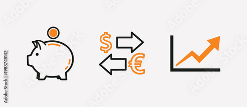 The piggy bank and exchange rates for investment Vector, EPS