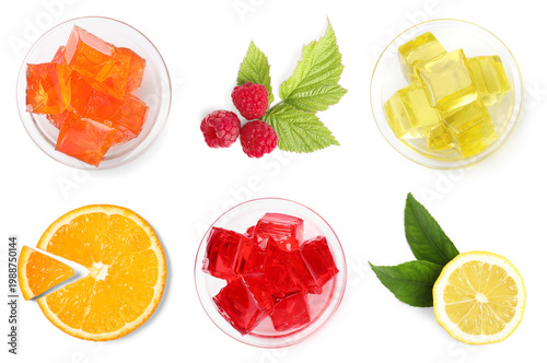 Photography Jelly cubes in various flavors, set