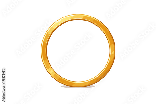Golden circular ring isolated on white background. Shiny metallic gold circle frame for design, logo, or border. Luxury elegant round element for graphic design, web, and print media projects.
