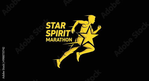 Star Spirit Marathon Runner Icon With Golden Star Emblem
