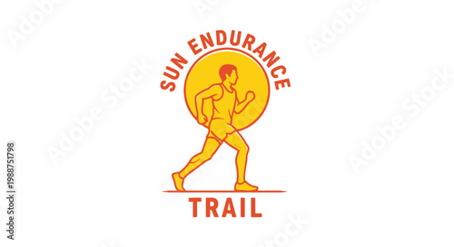 Sun Endurance Trail Logo Depicting A Runner During Daytime Sports Activities For Fitness