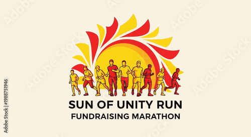 Sun Of Unity Fundraising Marathon Illustrative Design For Charity Run Events