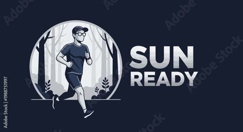 Sun Ready Runner Exercising Outdoors While Enjoying The Daily Exercise and Nature