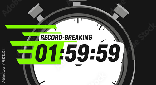 Stopwatch Depicting a New Record Time and Achievement Displaying a Modern Graphic