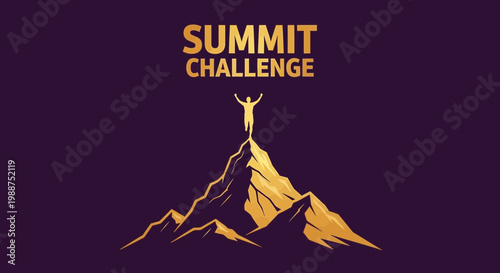 Summit Challenge Depicting Success and Achievement in Reaching the Mountain Peak Triumphantly