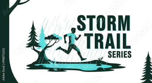 Storm Trail Series: Runner Defies Elements, Braving the Storm in Scenic Outdoor Adventure