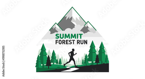 Summit Forest Run: A Dynamic Logo Depicting Mountain Trail Running and Outdoor Adventure