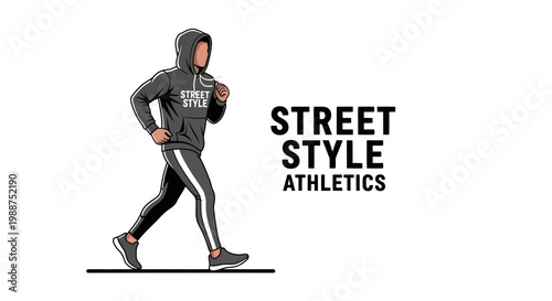 Street Style Athlete Running In Urban Setting Promoting Athletic Apparel and Lifestyle