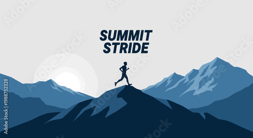 Summit Stride: A Silhouette of a Runner Atop a Mountain Peak