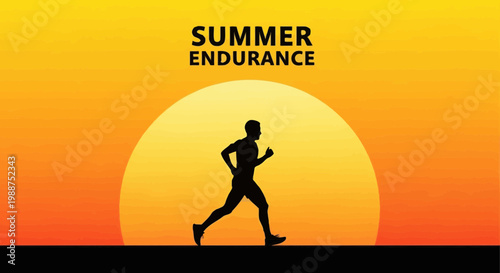 Summer Endurance Runner Silhouetted Against Vibrant Sunset Sky During Training