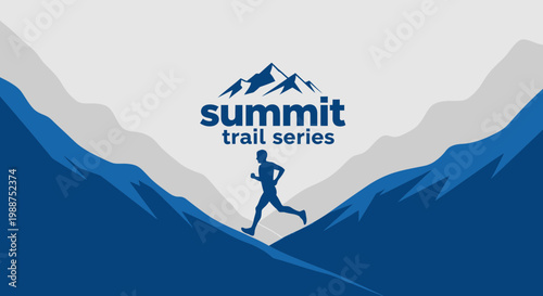 Summit Trail Series: Inspiring Silhouette Runner Amidst Majestic Mountain Scenery