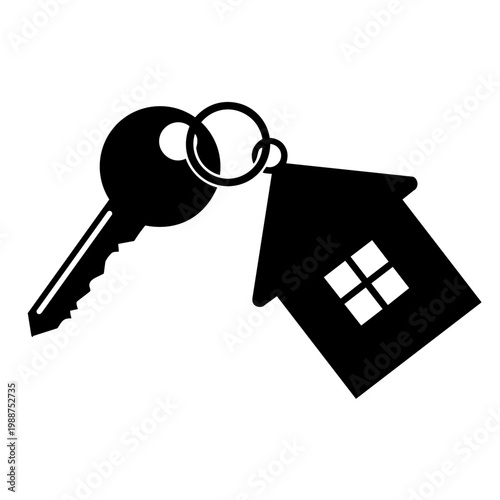 Silver metal house key with glass magnifying lens icon symbol for real estate home security search concept vector illustration
