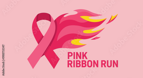 Supporting Cause: Pink Ribbon Run Symbolizing Hope and Raising Awareness for Breast Cancer