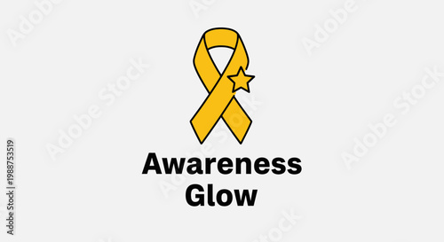 Symbolic Brightness: Illuminating a Cause with Yellow Ribbon and Star, Awareness Glow