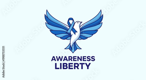 Symbolic Dove Depicting Awareness and Freedom in a Clean and Modern Vector Design