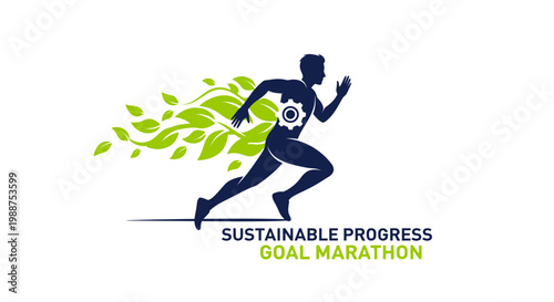 Sustainable Goal-Oriented Progress Icon Depicting Human Effort and Environmental Consciousness