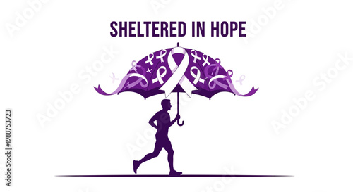 Symbolic Illustration Of Protection and Support, Running Towards Hope and Resilience