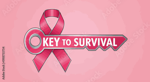 Symbolic Key Representing Hope And Awareness In The Fight Against Breast Cancer