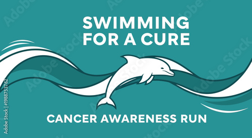 Swimming Dolphin for Cancer Awareness and Fundraising Event Promotion Design