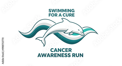 Swimming Dolphin Logo Embracing Hope for Cancer Awareness Campaigns