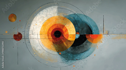 Value system evolution - Abstract interrelated forms, conceptual change of norms, visual dynamic energy, layered composition, minimalistic design, expressive symbolic ethical progression.