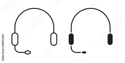 Support headset icon on white background. icon set