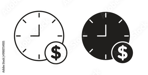 Time is money icon on white background. icon set