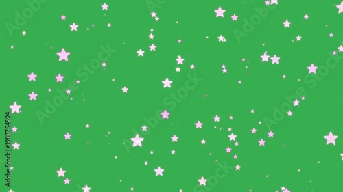 Whimsical Hand-drawn Pink Stars Float And Twinkle Across A SOLID Green Screen Background. These Kawaii Celestial Elements Are Perfect For Magical And Playful Video Overlays In Motion Graphics. High-qu