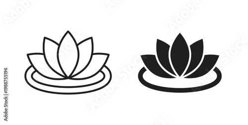 Water lily icon on white background. icon set