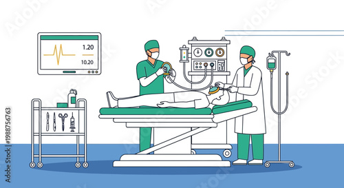Anesthesiologist Administering Anesthesia to Patient During Surgery in Operating Room