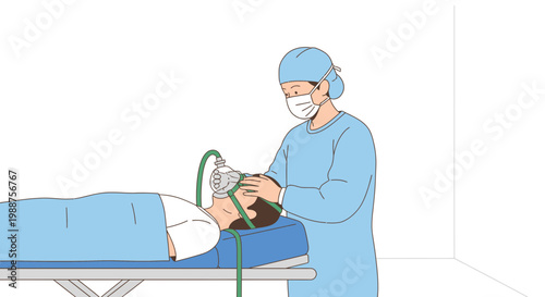 Anesthesiologist Administering Anesthesia Mask to Patient Before Surgery in Operating Room