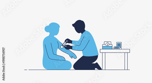Doctor administering vaccine to patient, healthcare concept, illustration