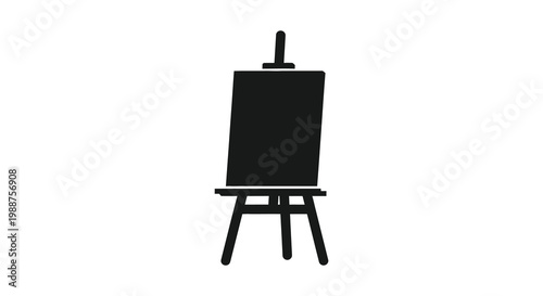 Simple black easel stands prominently against a white background a stark silhouette