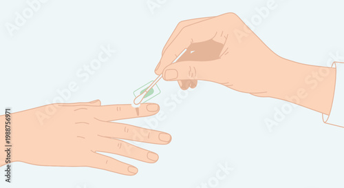 Doctor applying medication to a patient's finger with a swab