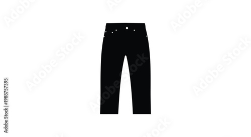 A stark black silhouette of denim jeans presented on a plain white background silhouette