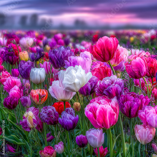 Colorful tulip field