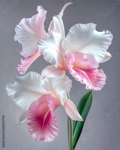 White and pink cattlyea orchids