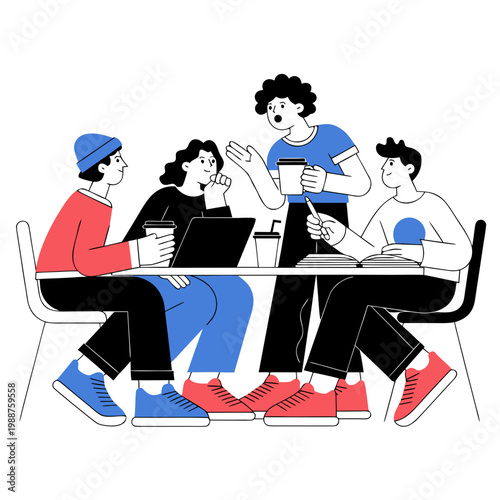 Team brainstorming ideas with laptops and notebooks brainstorming collaboration teamwork business discussion planning