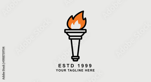 Torch Logo Design With Flame, Suitable For Brand Identity and Business Presentation