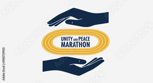 Symbolic Representation of Unity and Peace Marathon with Runners' Track and Human Hands