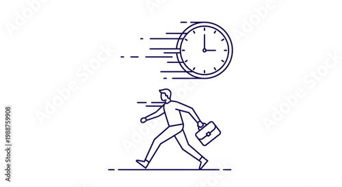 Time Flies: Business Person Rushing Against The Clock for Career Success and Deadlines