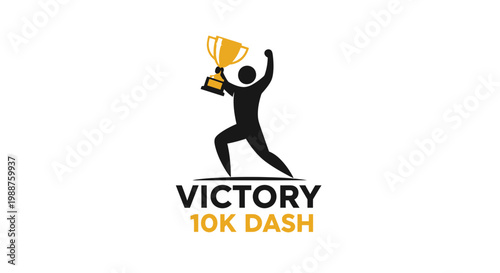 Triumphant Athlete Celebrates Victory in 10K Dash, Trophy Held High in Celebration