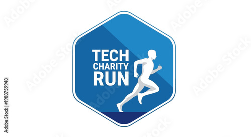 Tech Charity Run Logo With Dynamic Runner Silhouette